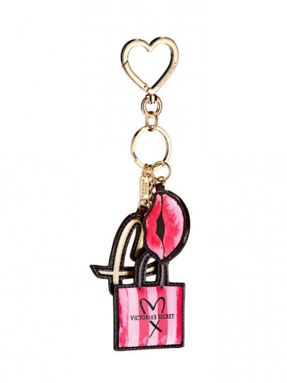 Victoria’s Secret XO Kiss Heart Shopping Bag Charms Keychain Purse Fob